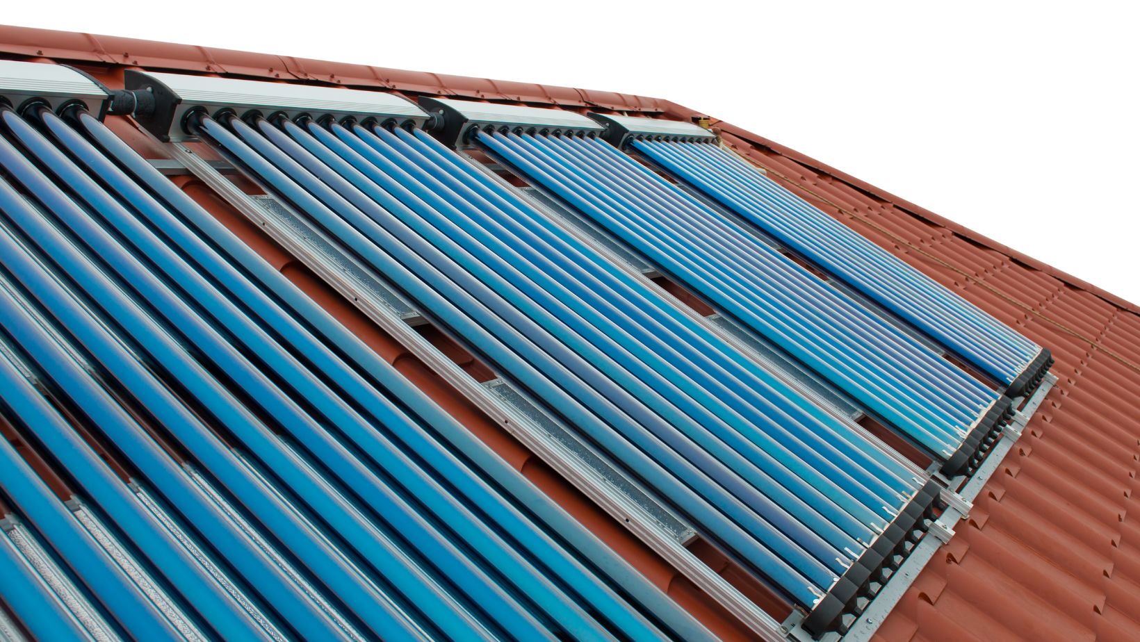 Solar tubes on a roof for heating